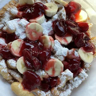Strawberry banana funnel cake