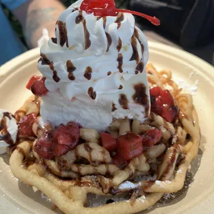 Banana Split Funnel Cake