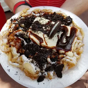 Cookies and cream funnel cake