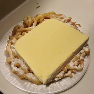 Funnel cake and ice cream