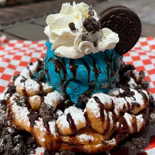 Cookie Monster Funnel Cake!