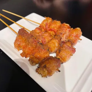 Bacon mushroom skewer