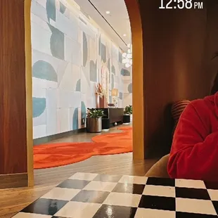 a woman sitting at a table