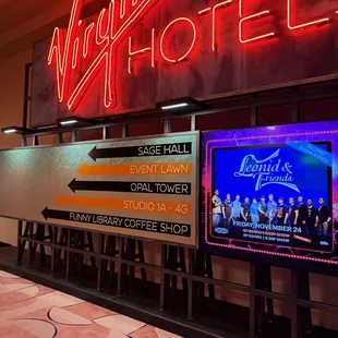 Directional sign to coffee shop