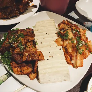 Stir Fried Kimchi, Tofu and Grilled Pork Belly