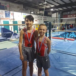 My son and another boy on his team