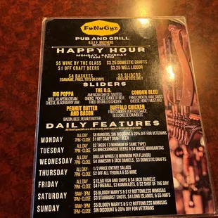 Daily specials