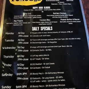 Menu as of Oct 2022