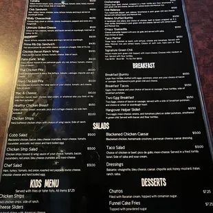 Menu as of Oct 2022