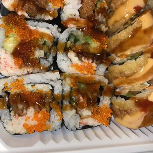 Spider roll and Las Vegas roll