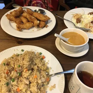 Chicken fried rice, almond fried chicken, walnut shrimp (we were half done when I thought to take a picture!)