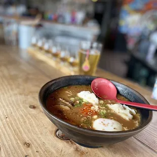 A whiskey fight and Furious lager.  The Furious Ramen Bowl