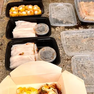 Turnip Cake with Egg, Rice Roll with Pork Belly, Shu Mai with Quail Egg, &amp; Garlic Noodles