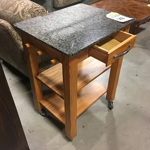 Marble-Top Wooden Cart
 *Availability may vary.