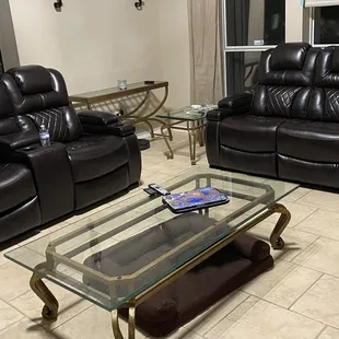 Our new Ashley leather couch from furniture outlet! Love!
