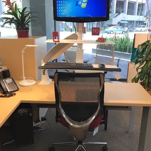 Check out his awesome sit-to-stand unit at Furniture Plus!