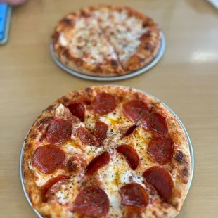 Cheese and pepperoni individual pizzas