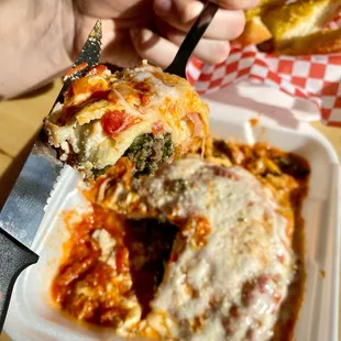 HOMEMADE LASAGNA
 MEAT SPINACH RICOTTA HAM MUZZARELLA MARINARA PARMESAN