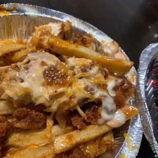 Loaded fries with Kamikaze sauce