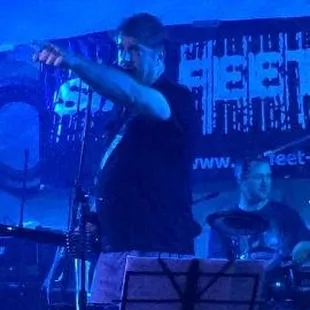 a band playing on stage