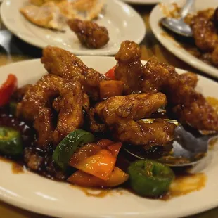 General Tso Chicken dinner plate