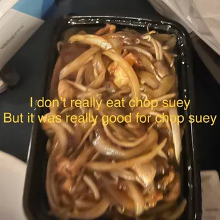 a tray of noodles with a caption that reads, i don't really eat one spicy but it was