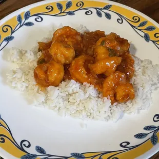 a plate of food with rice