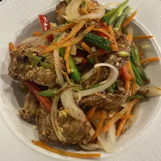 Salt and Pepper Boneless Pork Chop with Garlic & Jalapeno