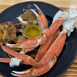 Crab legs and stuffed crab.