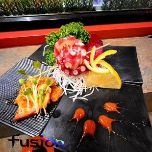 sashimi, sushi, sushi and sashimi, food