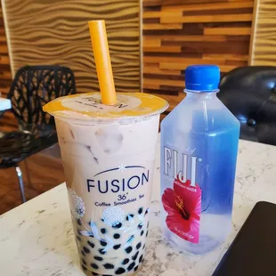 Jasmine black tea with lots of boba