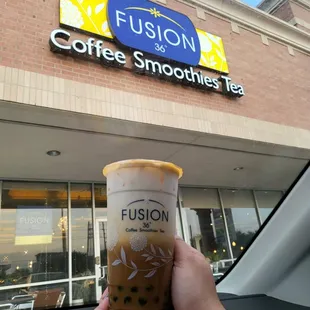 Iced Caramel Macchiato with boba