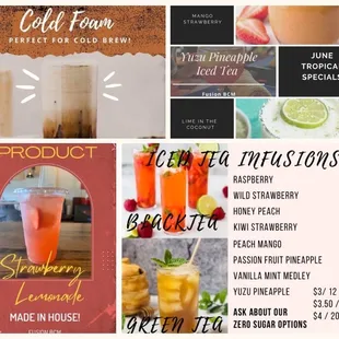 a variety of beverages