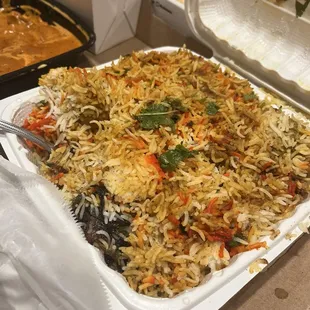 Chicken Biryani (spicy! but comes with a yogurt sauce to cool it down)