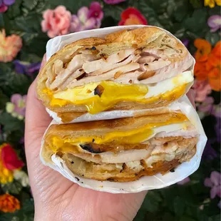 The Works Breakfast croissant  turkey sandwich