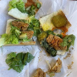 buffalo chicken sandwich lol more like chicken tenders w/ a splash of buffalo sauce and bread. not really worth $16 for this meal :)