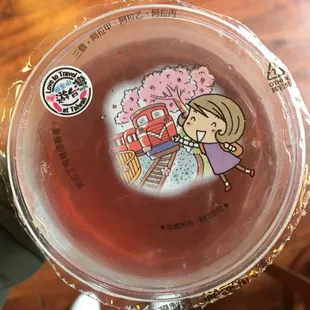 Strawberry Green Tea small boba!!