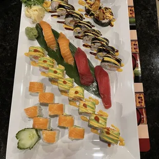 sashimi, sushi, sushi and sashimi, food