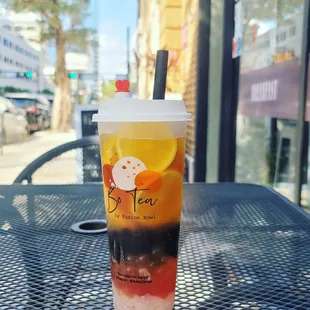 Lime lemon ginger boba tea