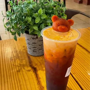 Thai tea with Thai bear