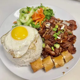 a plate of asian food
