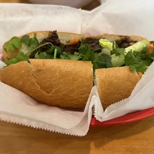 Shaken Beef Banh Mi Poboy