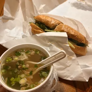 Grilled Pork Banh Mi Poboy and Wonton Soup