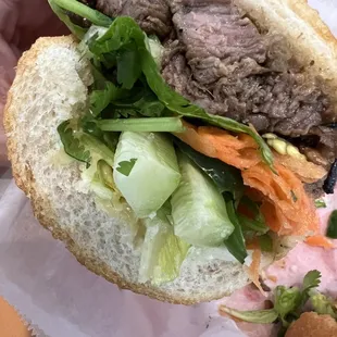 Shaken Beef Banh Mi Poboy minus the onion
