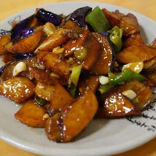 a plate of stir fried vegetables