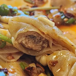 Inside a spicy wonton