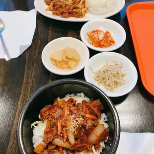 top: beef rice platter bottom: beef rice bowl