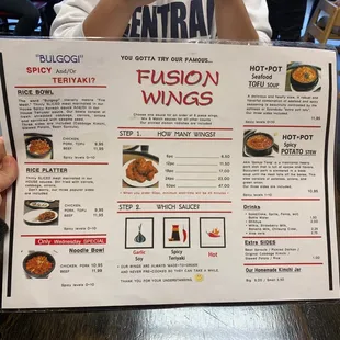 sushi and sashimi, menu