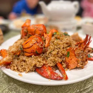 Stir fried sticky rice with lobster