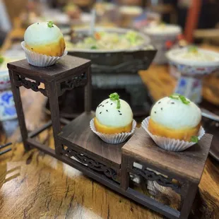 Pan fried beef , cheese, and corn bao